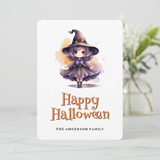 Carte d'Halloween sorcière (Debout devant)