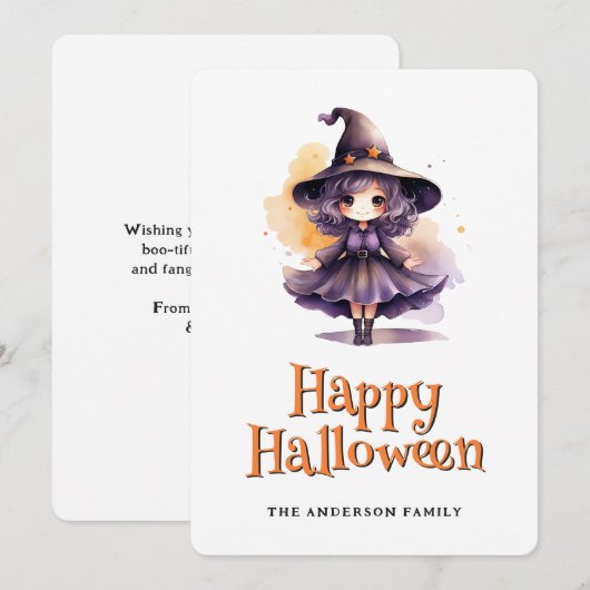 Carte d'Halloween sorcière (Devant / Derrière)
