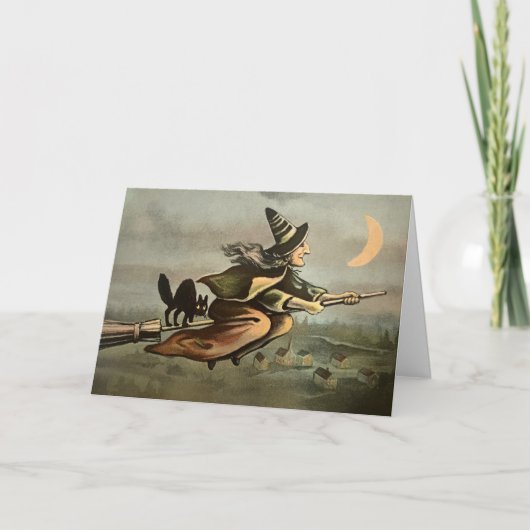 Carte d'Halloween sorcière vintage (Devant)