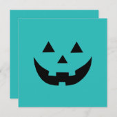 Carte d'Halloween très turquoise Jack-o'-lantern (Devant / Derrière)