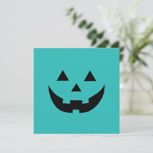 Carte d'Halloween très turquoise Jack-o'-lantern (Debout devant)