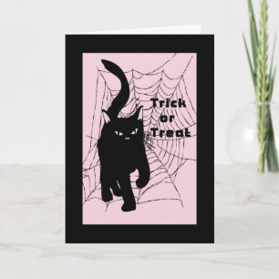 Carte d'Halloween, Tricot ou Treat Cat