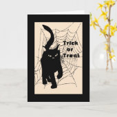 Carte d'Halloween, Tricot ou Treat Cat (Fleur jaune)