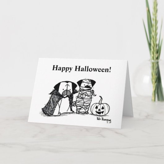 Carte d'Halloween Vampug et Carlin maman (Devant)