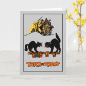 Carte d'Halloween vintage Black Cats (Fleur jaune)