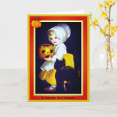 Carte d'Halloween Vintage pour petite fille et cha (Fleur jaune)