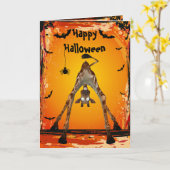 Carte d'Halloween Whimsical Funny Giraffe (Fleur jaune)