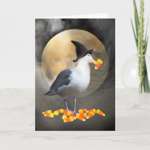 Carte d'Halloween Witch Seagull