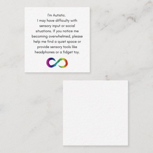 Carte d'hébergement autistique (Devant / Derrière)