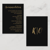 Carte d'hébergement Black and Gold Calligraphy (Devant / Derrière)