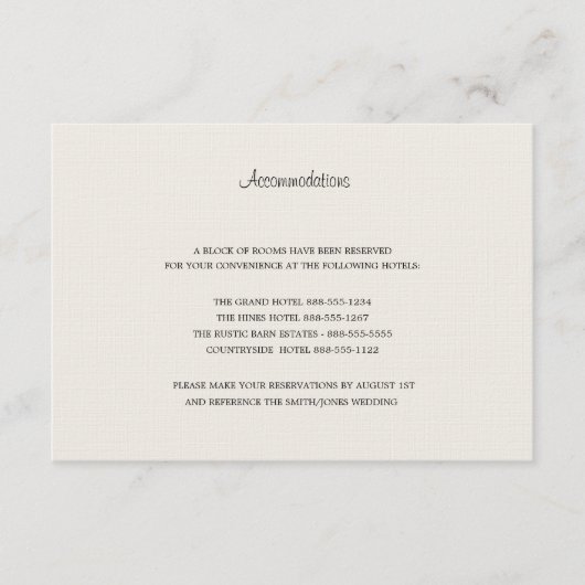 Carte d'hébergement couleur crème (Devant)