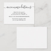 Carte d'hébergement de l'hôtel Mariage noir et bla (Devant / Derrière)