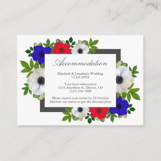 Carte d'hébergement de mariage à l'anémone Panda P (Devant)