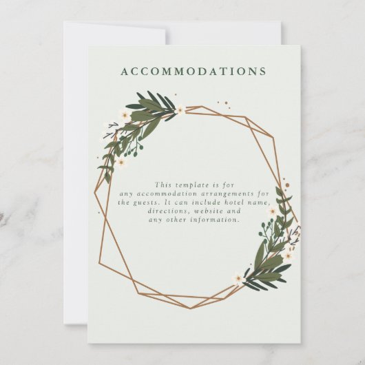 carte d'hébergement de mariage géométrique floral (Devant)