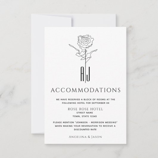 Carte d'hébergement de mariage simple incluse (Devant)