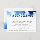 CARTE D'HÉBERGEMENT design aquarelle bleu foncé (Devant / Derrière)