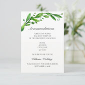 Carte d'hébergement. Détails du mariage vert. Info (Debout devant)