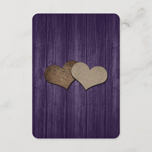 Carte d'hébergement en bois rustique violet Mason (Dos)