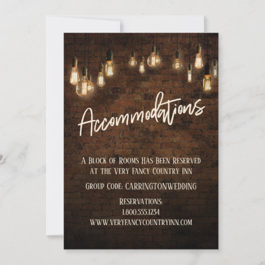 Carte d'hébergement en brique industrielle Edison (Devant)