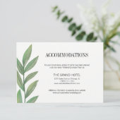 Carte d'hébergement Feuille Watercolor Green (Debout devant)