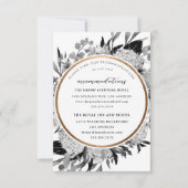 Carte d'hébergement Floral moderne noir & blanc (Devant)