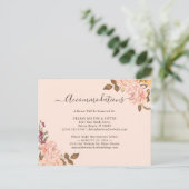 Carte d'hébergement Florale Or Rose (Debout devant)