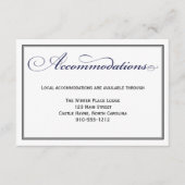 Carte d'hébergement Mariage à Script bleu marine (Devant)