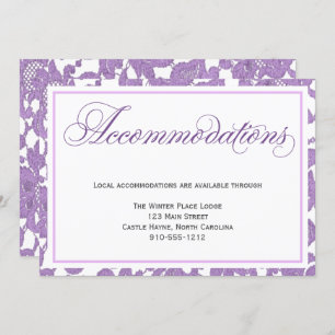 Carte d'hébergement Mariage Lavender Lace