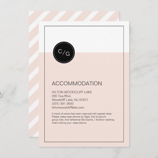 Carte d'hébergement mariage moderne modifiable en (Devant / Derrière)