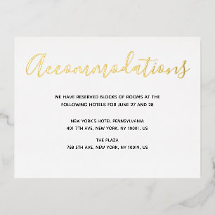 Carte d'hébergement Mariage Real Gold Foil Script