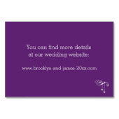 Carte d'hébergement Mariage violet customisé (Dos)