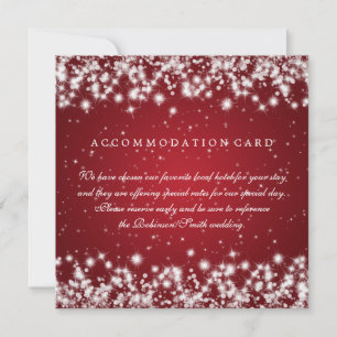 Carte d'hébergement Mariage Winter Sparkle Red