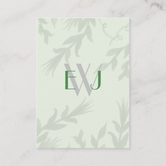 Carte d'hébergement Monogram Botanical Greenery (Dos)