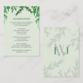 Carte d'hébergement Monogram Botanical Greenery (Devant / Derrière)