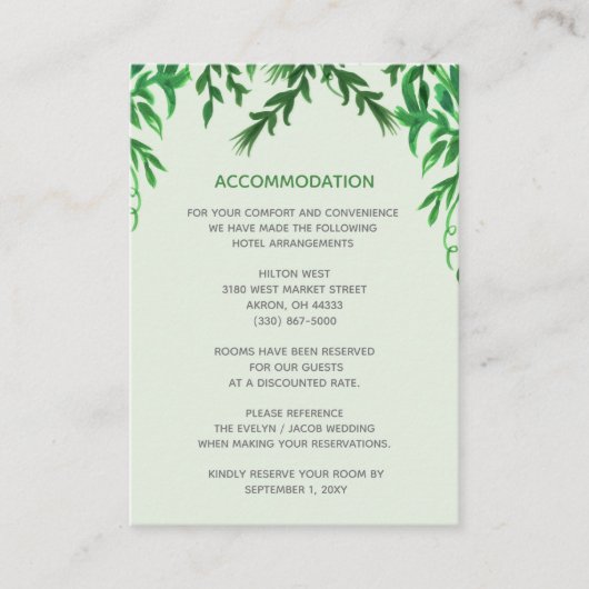 Carte d'hébergement Monogram Botanical Greenery (Devant)