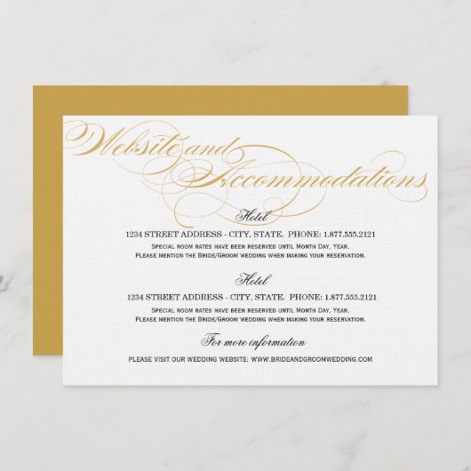 Carte d'hébergement - Or & Noir (Devant / Derrière)
