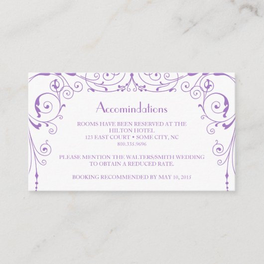 Carte d'hébergement pour travaux de repassage indu (Devant)