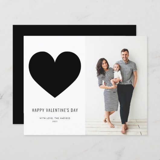 Carte d'Heureuse Sainte-Valentin minimaliste Black (Devant / Derrière)