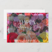 Carte d'Heureuse Sainte-Valentin Rose coloré (Devant / Derrière)