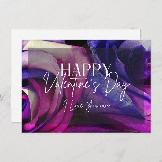 Carte d'Heureuse Sainte-Valentin Rose multicolore (Devant / Derrière)