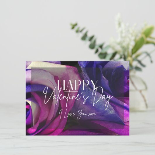 Carte d'Heureuse Sainte-Valentin Rose multicolore (Debout devant)