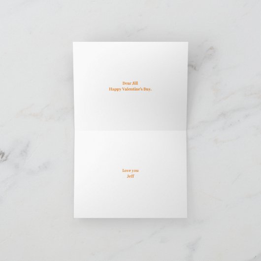 Carte d'heureuse Sainte-Valentin rouge pliée (Intérieur)