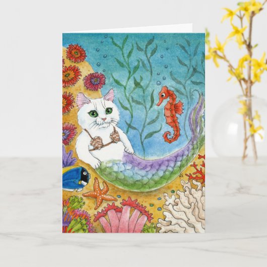 Carte d'hippocampe mercat chat (Fleur jaune)