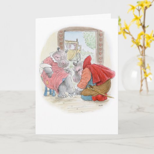 Carte d'hippopotame de Cendrillon (Fleur jaune)