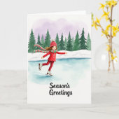 Carte d'hiver de patinage sur glace (Fleur jaune)