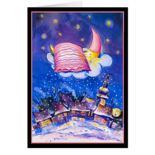 Carte d'hiver Lune couchage (Devant)