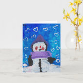 Carte d'hiver Penguin Love (Fleur jaune)