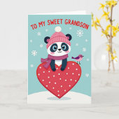 Carte d'hiver pour petit-fils Panda douce (Fleur jaune)