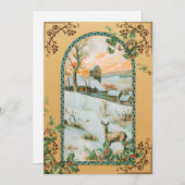 Carte d'hiver vintage de cerfs (Devant / Derrière)