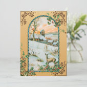 Carte d'hiver vintage de cerfs (Debout devant)